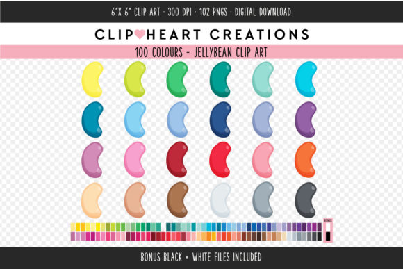 100 Colors of Jellybean Clip Art for Creative Projects