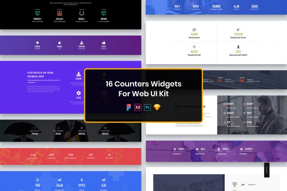 16 Counters Widgets for Web UI Kit: A Design Guide