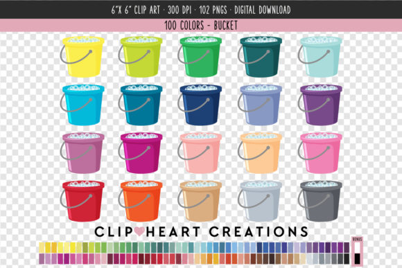 Elevate Designs with 100-Color Bucket Clip Art
