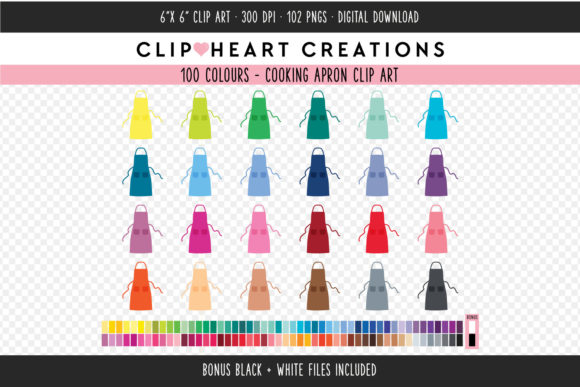 Elevating Culinary Creativity with Cooking Apron Clip Art - 100 Colors