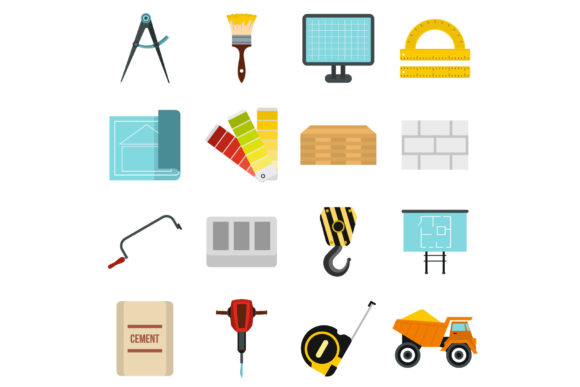 Elevating Digital Interfaces with the Construction Icons Set, Flat Style