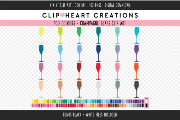 Elevating Visual Storytelling with Champagne Glass Clip Art in 100 Colors