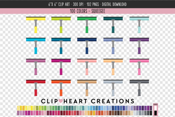 Evaluating the Squeegee Clip Art - 100 Colors Collection for Creative Projects