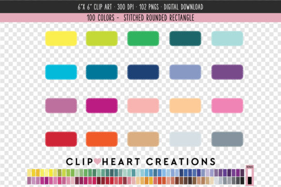 Evaluating the Stitched Rectangle Clip Art - 100 Colors Collection for Creative Projects
