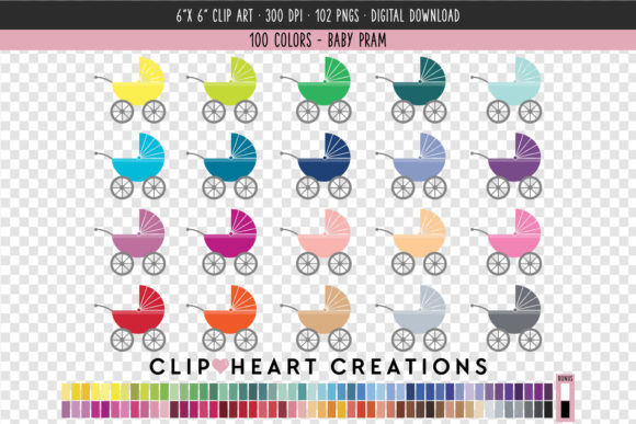 Evaluating the Versatility of Baby Pram Clip Art in 100 Distinct Colors for Creative Projects