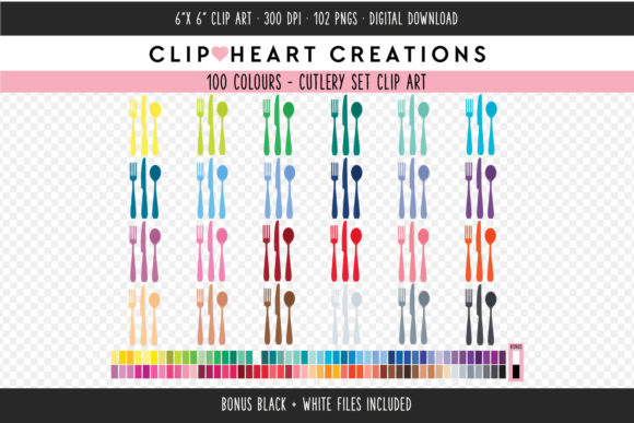 Exploring the Versatility of Cutlery Set Clip Art - 100 Colors