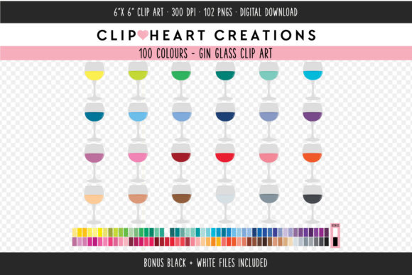 Glass of Gin Clip Art: 100 Vibrant Colors