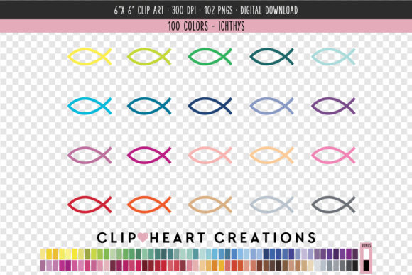 Ichthys Clip Art - 100 Colors: A Creative Toolkit