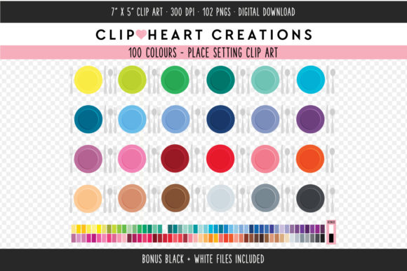 Mastering Your Design Projects with Place Settings Clip Art - 100 Colors