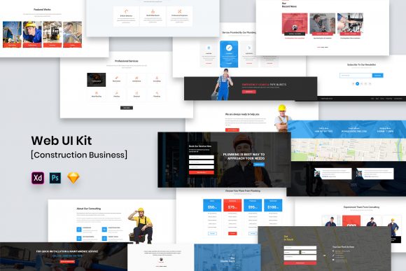 Modern Web UI Kit for Construction Business Design