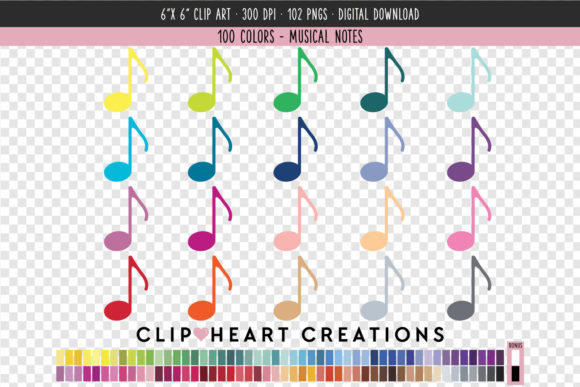 Musical Notes Clip Art: 100 Vibrant Colors