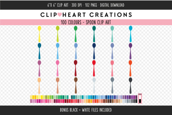 Spoon Clip Art: 100 Colors for Versatile Design