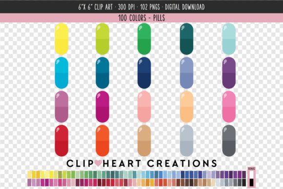 Streamlining Creative Projects with the Pill Clip Art - 100 Colors Collection