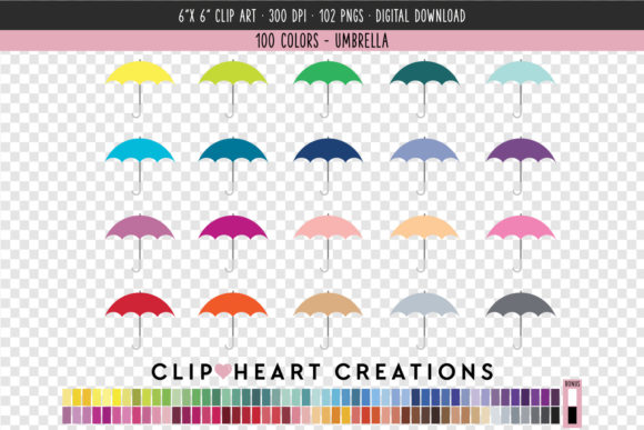 Unlock Creative Possibilities with Umbrella Clip Art - 100 Colors