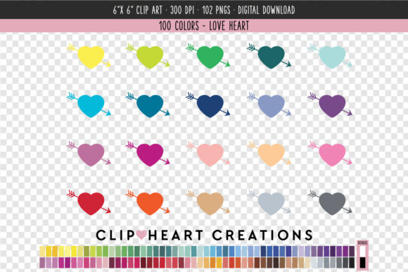 Unlocking Creative Potential with Cupids Heart Clip Art - 100 Colors