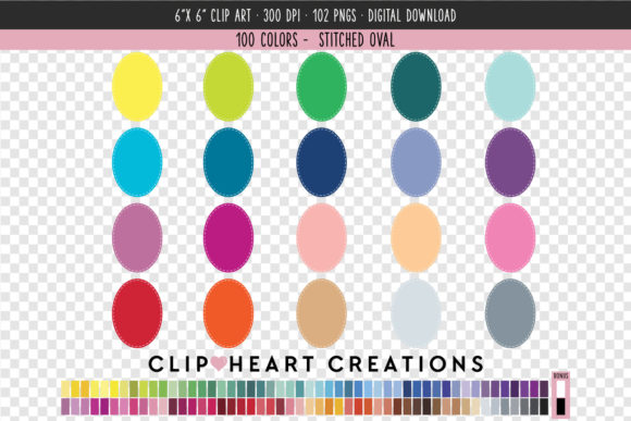 Unlocking Creative Potential with Stitched Oval Clip Art - 100 Colors