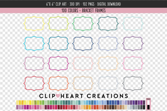 Unlocking Creativity with Framed Bracket Clip Art - 100 Colors