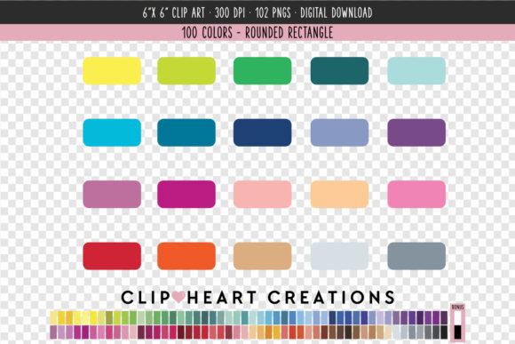 Unlocking Creativity with Rounded Rectangle Clip Art - 100 Colors